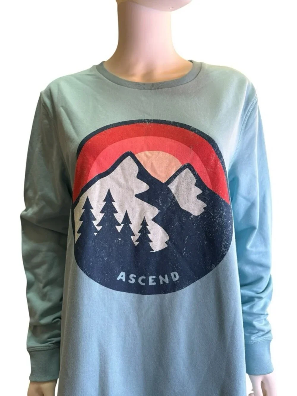 Ascend Womens To and Fro Sunset Mountain Graphic Sweatshirt Blue Size Xl NWT